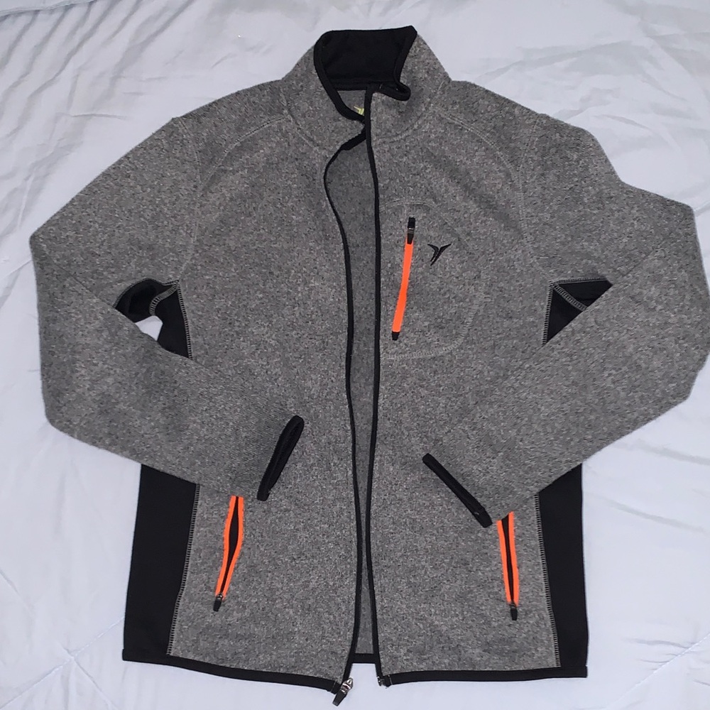 Old Navy Gray Performance Jacket with Orange Zippers